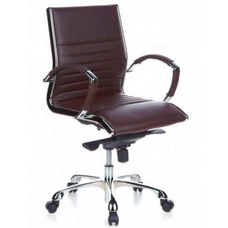 Poltrona professionale PARMA 10 marrone con rivestimento trapuntato e base cromata di hjh OFFICE