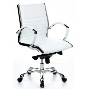Poltrona professionale PARMA 10 in bianco crema con braccioli e base in cromo lucido di hjh OFFICE
