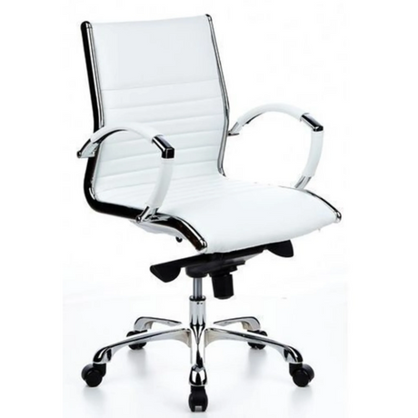 Poltrona professionale PARMA 10 in bianco crema con braccioli e base in cromo lucido di hjh OFFICE