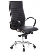 Poltrona professionale PARMA 20 con rivestimento in ecopelle nera ed elementi cromati lucidi di hjh OFFICE