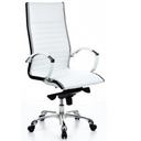 Poltrona professionale PARMA 20 in bianco crema con impunture orizzontali e struttura cromata di hjh OFFICE