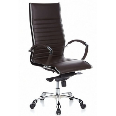 Poltrona professionale PARMA 20 marrone con rivestimento trapuntato e base lucida di hjh OFFICE