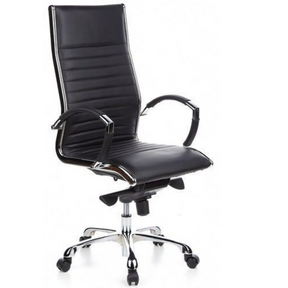 Poltrona professionale PARMA 20 con rivestimento in ecopelle nera ed elementi cromati lucidi di hjh OFFICE