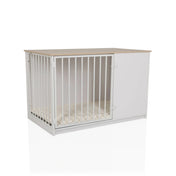 Trasportino per cane PAWHOME XL in bianco e rovere con porta a griglia e superficie di riposo chiara di hjh LIVING