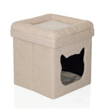 Cuccia per gatto PAWY ES beige in tessuto soffice con ingresso a forma di gatto di hjh LIVING