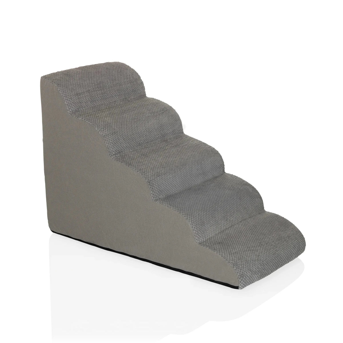 Scaletta per animali domestici PAWY STEP 5 grigia con quattro gradini e rivestimento in tessuto strutturato di hjh LIVING