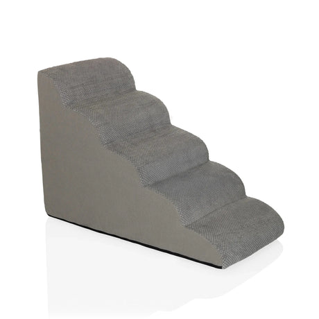 Scaletta per animali domestici PAWY STEP 5 grigia con quattro gradini e rivestimento in tessuto strutturato di hjh LIVING