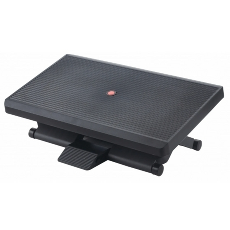 Poggiapiedi nero PIEDINO STRIPE PRO con superficie zigrinata e leva di regolazione di hjh OFFICE