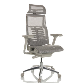 High-end Sedia da ufficio POFIT G GEN2 con rivestimento in rete grigio chiaro e poggiatesta di hjh OFFICE