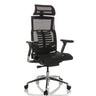 High-end Sedia da ufficio POFIT GEN2 con rivestimento in rete nera e base cromata di hjh OFFICE