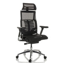 High-end Sedia da ufficio POFIT GEN2 con rivestimento in rete nera e base cromata di hjh OFFICE