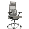 High-end Sedia da ufficio POFIT GEN2 in grigio chiaro con rivestimento in rete e poggiatesta di hjh OFFICE