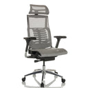 High-end Sedia da ufficio POFIT GEN2 in grigio chiaro con rivestimento in rete e poggiatesta di hjh OFFICE