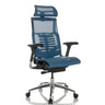High-end Sedia da ufficio POFIT GEN2 con rivestimento in rete blu e poggiatesta regolabile di hjh OFFICE