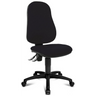 Sedia Home Office POINT 60 nera con rivestimento in tessuto e base a rotelle di Topstar