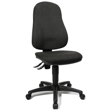 Sedia Home Office POINT 60 con rivestimento in tessuto antracite e base a rotelle di Topstar