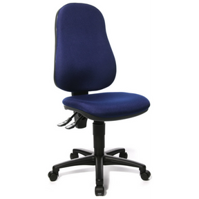 Sedia Home Office POINT 60 con rivestimento in tessuto blu scuro e base nera di Topstar