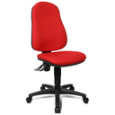 Sedia Home Office POINT 60 con rivestimento in tessuto rosso e base a stella nera su ruote di Topstar