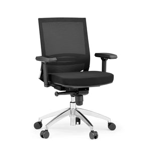 Sedia da ufficio professionale PORTO PRO in nero con schienale in rete e base lucida di hjh OFFICE
