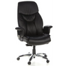 Poltrona di lusso PRADO con rivestimento in pelle nera e base cromata di hjh OFFICE