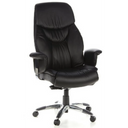 Poltrona di lusso PRADO con rivestimento in pelle nera e base cromata di hjh OFFICE