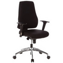 Sedia da ufficio professionale PRO-TEC 200 nera con braccioli e base a stella argentata su ruote di hjh OFFICE