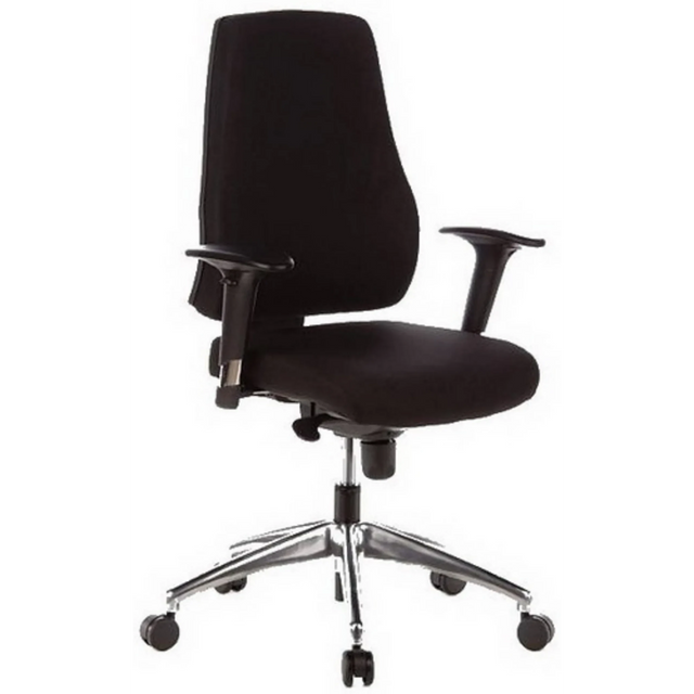 Sedia da ufficio professionale PRO-TEC 200 nera con braccioli e base a stella argentata su ruote di hjh OFFICE
