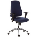 Sedia da ufficio professionale PRO-TEC 200 con rivestimento blu scuro, braccioli e base a stella in metallo di hjh OFFICE