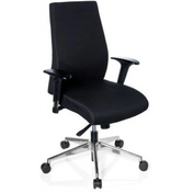 Sedia da ufficio professionale PRO-TEC 250 in nero con braccioli e base a stella argentata con ruote di hjh OFFICE