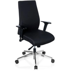Sedia da ufficio professionale PRO-TEC 250 in nero con braccioli e base a stella argentata con ruote di hjh OFFICE