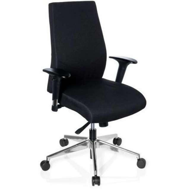 Sedia da ufficio professionale PRO-TEC 250 in nero con braccioli e base a stella argentata con ruote di hjh OFFICE
