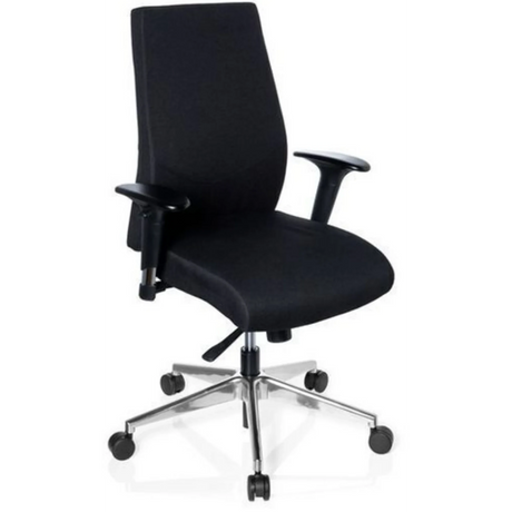 Sedia da ufficio professionale PRO-TEC 250 in nero con braccioli e base a stella argentata con ruote di hjh OFFICE