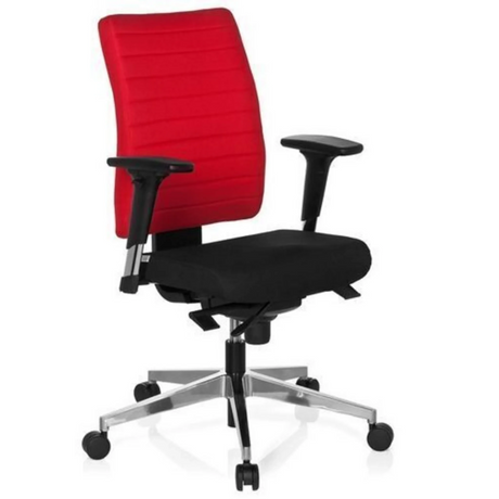 Sedia da ufficio professionale PRO-TEC 350 in nero-rosso con braccioli e base in alluminio di hjh OFFICE