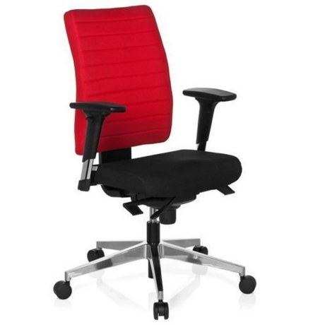 Profi-Bürostuhl PRO-TEC 350 in Schwarz-Rot mit Armlehnen und Aluminium-Fußkreuz von hjh OFFICE