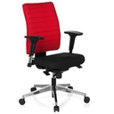 Sedia da ufficio professionale PRO-TEC 350 in nero-rosso con braccioli e base in alluminio di hjh OFFICE