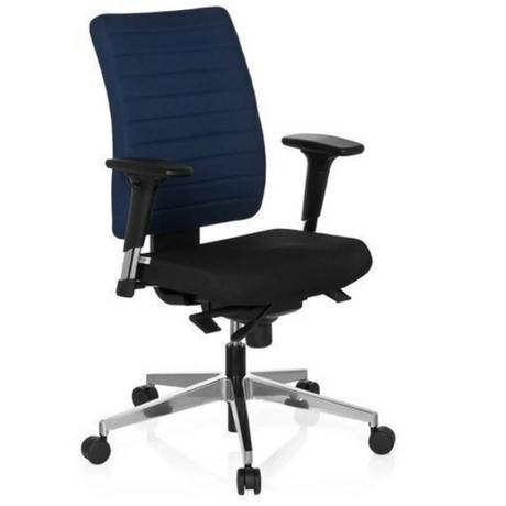 Sedia da ufficio professionale PRO-TEC 350 in blu e nero con braccioli e base in alluminio di hjh OFFICE