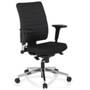 Sedia da ufficio professionale PRO-TEC 350 con rivestimento nero, braccioli e base argentata di hjh OFFICE
