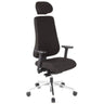 Sedia da ufficio professionale PRO-TEC 400 con rivestimento in tessuto nero, poggiatesta e base lucidata di hjh OFFICE