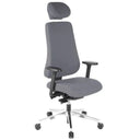 Sedia da ufficio professionale PRO-TEC 400 in tessuto antracite con poggiatesta e braccioli di hjh OFFICE