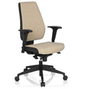 Profi-Bürostuhl PRO-TEC 500 mit beigem Stoffbezug, schwarzen Armlehnen und Rollenkreuz von hjh OFFICE
