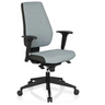 Sedia da ufficio professionale PRO-TEC 500 con imbottitura grigia, braccioli neri e base a stella con ruote di hjh OFFICE