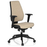 Sedia da ufficio professionale PRO-TEC 500 con rivestimento in tessuto beige, braccioli neri e base a stella con ruote di hjh OFFICE