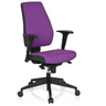 Sedia da ufficio professionale PRO-TEC 500 con rivestimento in tessuto viola, braccioli neri e base a stella con ruote di hjh OFFICE