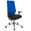 Sedia da ufficio professionale PRO-TEC 700 in nero e blu con braccioli e base in alluminio di hjh OFFICE
