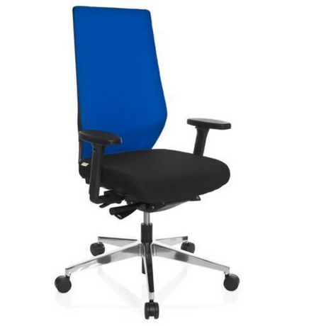 Sedia da ufficio professionale PRO-TEC 700 in nero e blu con braccioli e base in alluminio di hjh OFFICE