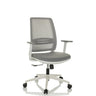 Sedia Home Office PROFONDO ECO W grigia con schienale in rete e base bianca di hjh OFFICE