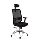 Sedia da ufficio professionale PROFONDO PRO in nero con schienale in rete, poggiatesta e base argento di hjh OFFICE