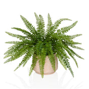 Piante artificiali verdi Proliferum con foglie simili a felci in un coprivaso beige chiaro di hjh OFFICE