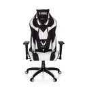 Sedia da gaming PROMOTER II in combinazione di colori bianco e nero con poggiatesta e cuscino lombare di hjh OFFICE