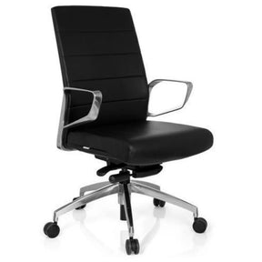 Sedia da ufficio professionale PROVIDER con rivestimento nero e braccioli cromati di hjh OFFICE